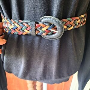 Multicolor Braided Leather Belt Size M/L